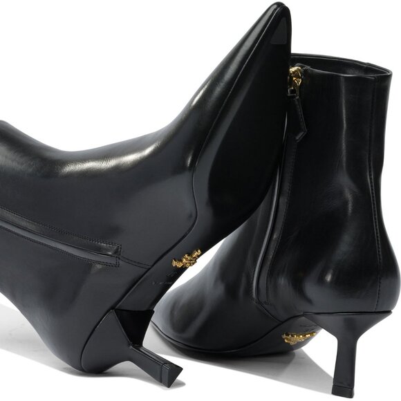 Prada Logo Leather Ankle Boots 30 Mm IT 40 Women - Picture 5 of 5